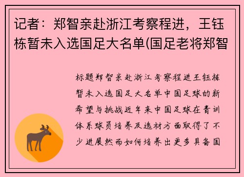 记者：郑智亲赴浙江考察程进，王钰栋暂未入选国足大名单(国足老将郑智)