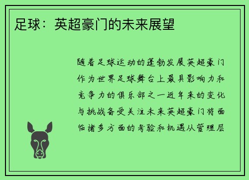 足球：英超豪门的未来展望
